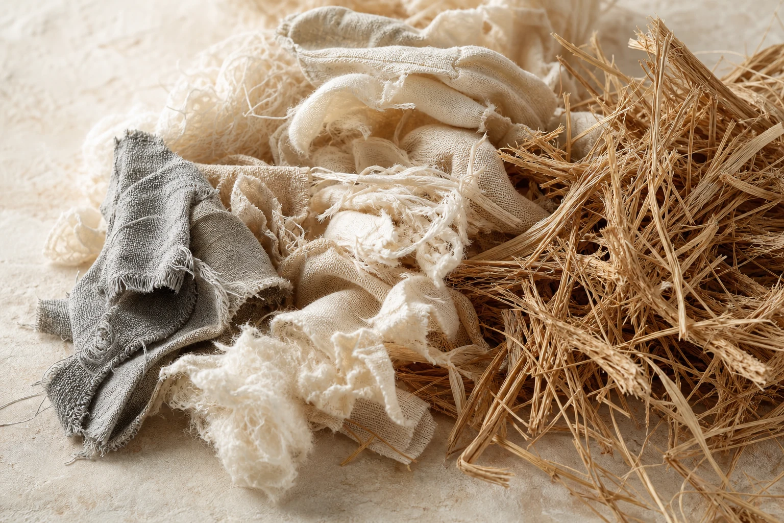 Recovered textile and date-palm fibers prepared for HyphaTex production