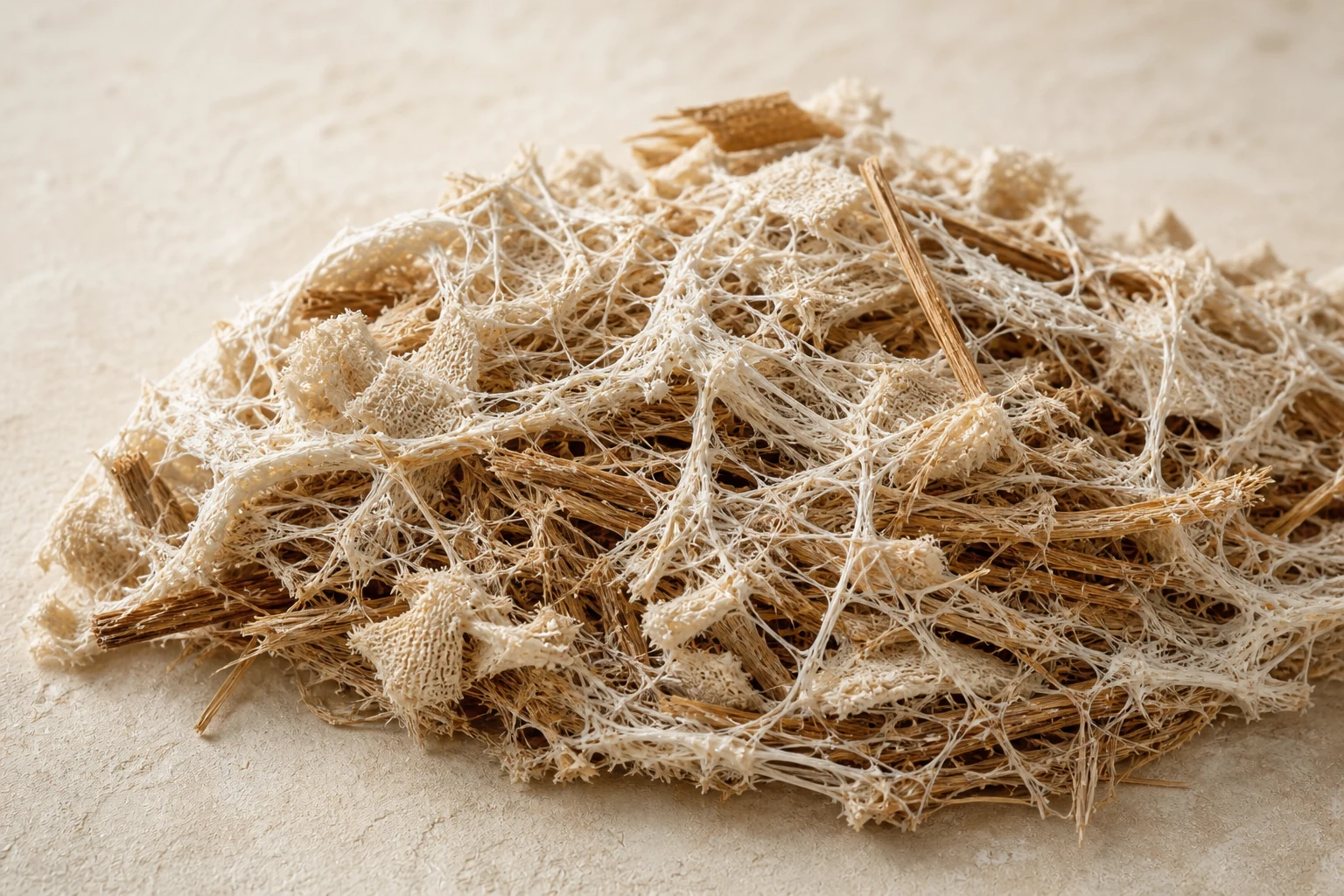 Textile and date-palm fibers interconnected by mycelium