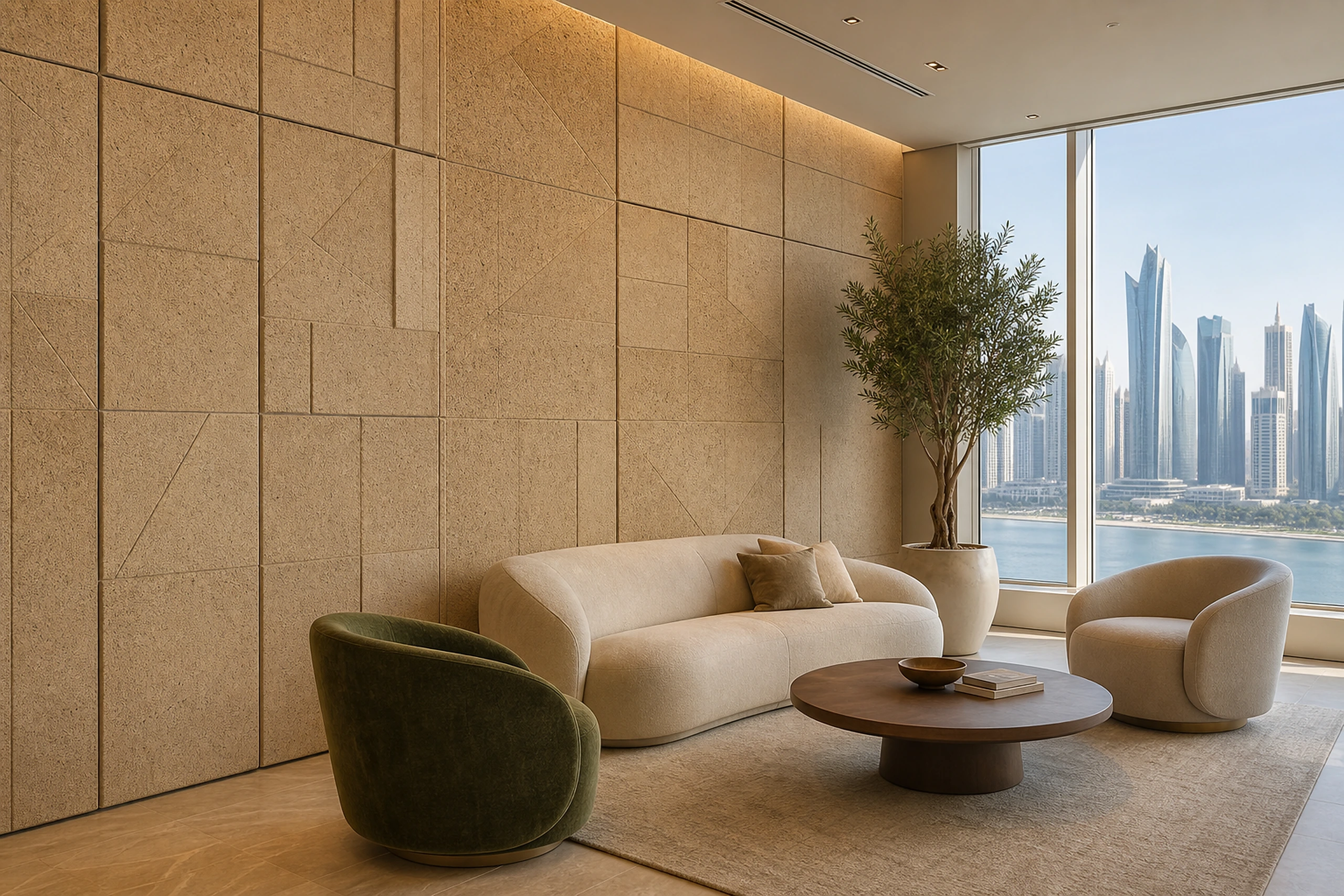 HyphaTex architectural panels installed in a premium UAE interior